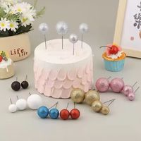 Boules de Mousse à Paillettes Décoration de Gâteau Joyeux Anniversaire Topper Faux Boule pour Décoration de Gâteau d'Anniversaire