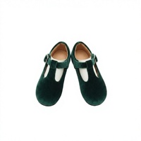 Chaussures plates Mary Jane en velours pour filles, couleur unie, avec bride à boucle, décontractées, 13-24 mois, doublure respirante en peau de porc, antidérapantes, soutien de la voûte plantaire