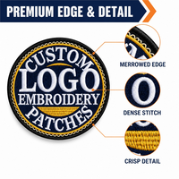 Patch brodé 2D haute densité personnalisé en tissu sergé thermocollant avec crochets et boucles, motifs fleurs/étoiles pour vêtements et chapeaux