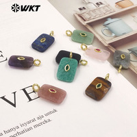 WT-P2139 Vente en gros usine Pendentifs facettés carrés en zircon et pierres précieuses naturelles en forme d'œil, pour la création de bijoux de style simple
