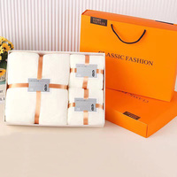 Coffret Cadeau de Serviettes en Polaire Corail 3 Pièces/Ensemble, Très Absorbantes et Haute Densité, Idéal pour Entreprises