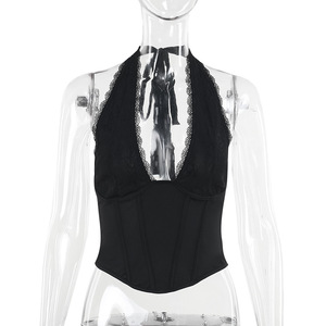 Canotta Sexy con scollo nero profondo e scollo all'americana da donna - Product Image 6