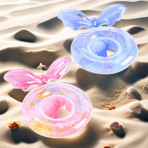 Anillo inflable con forma de sirena para niños, para uso en piscinas y parques acuáticos, con asas, para edades de 1 a 4 años, en colores rosa y azul. - Product Image 1