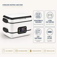 Boîte à lunch électrique en gros, couleur personnalisée, OEM, chauffe-plat rechargeable 1,5 L, 8 couleurs, portable