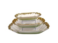 Assiette de service moderne en céramique à bord doré, motif floral, style INS, pour plat principal, ensemble de vaisselle en céramique moderne