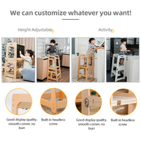 Tour d'apprentissage Montessori en bois pliable et réglable pour tout-petits, aide de cuisine, marchepied réglable, vente en gros directe usine