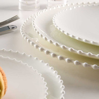 Assiettes de luxe en porcelaine fine de style français, couleur unie, pour pâtes, steaks, dîners et gâteaux