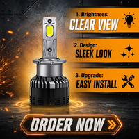 Phare LED haute puissance D2S 100W à double tube en cuivre, lampe au xénon, ampoule laser pour voiture, 12V, étanche, adaptable universellement