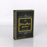 Boîte à couvercle et fond noirs durables avec bordure dorée pour cartes à jouer, jeu de cartes Lenormand de luxe doré magique