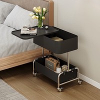 Table de chevet avec cadre en métal, table basse moderne et simple pour salon, table d'appoint de canapé à 2 niveaux pour salons modernes