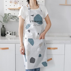 Korean Style PVC Apron Gray Terrazzo Geometric Abstract Water Resistant Bib Apron For Kitchen Use - Product Image 4