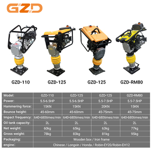 Apisonadora de Gasolina GZD de 5.5 HP, Serie 125, Compactadora de Suelo de Alta Resistencia, Color y Logotipo Personalizados, Apisonadora Vibratoria - Product Image 2