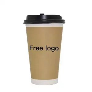 Big Brand OEM Pe Pla Coated Paper Cup Compostable Take Away Cups 8oz 12 Oz Take Away Logo Print Cup With Paper Plastic Lid