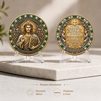 Médaille religieuse 3D en relief avec verset biblique de la Prière du Seigneur et incrustation de cristal, pour collection chrétienne et cadeau de foi