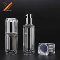 Flacons pompe et pots à crème vides en acrylique carré pour emballages de soins de la peau, capacités de 15 ml à 100 ml