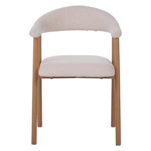 Fauteuil de salle à manger ergonomique et élégant en tissu <span class=keywords><strong>beige</strong></span> avec structure en métal couleur chêne - Product Image 5