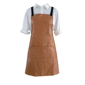 Grembiule alla Moda in Pelle PU Marrone, Abbigliamento da Lavoro Unisex per Tecnici delle Unghie, Giardinieri, <span class=keywords><strong>Pittori</strong></span>, Parrucchieri e Negozi di Tè al Latte - Product Image 2