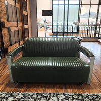 Canapé chaise longue en cuir rétro industriel 3 places, rembourré, pour appartements et salons d'hôtels