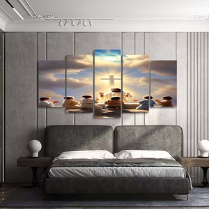 Hiện đại Christian trang trí nội thất-5 Jesus và trẻ em chia bức tranh vải đã sẵn sàng để treo tường nghệ thuật trang trí - Product Image 2