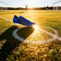 Chaussures de football en cuir PU professionnelles chinoises bon marché personnalisées en usine, crampons à pointes