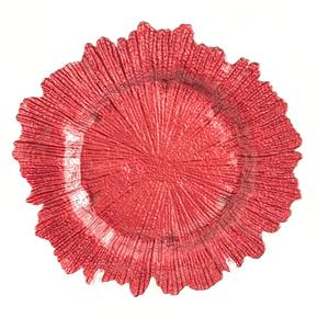 K11 Wedding 13 Inch 33cm Round Orange Glass Reef Ruffled Rim Blue Eco-Friendly Dinner Charger <b>Plates</b> - Product Image 2