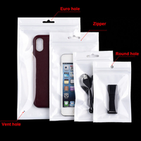 Sacs d'emballage de vente au détail 3C personnalisés, sacs transparents pour accessoires de téléphone électronique, pochette nacrée blanche
