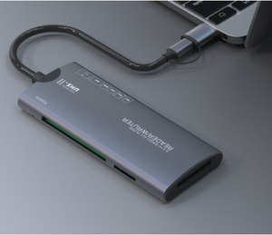 เครื่องอ่านการ์ดสำหรับแล็ปท็อป USB-C อะลูมิเนียมอัลลอย6ชนิดความเร็วสูง USB3.0ตัวอ่านการ์ด <span class=keywords><strong>SD</strong></span> <span class=keywords><strong>XD</strong></span> TF CF <span class=keywords><strong>MS</strong></span> M2การ์ดและการติดตั้งภายนอก - Product Image 3
