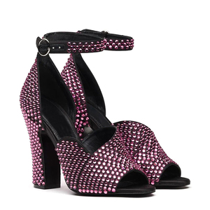 Vuông gót sandal Peep Toe Chất lượng cao Thiết kế gót ăn mặc <span class=keywords><strong>2025</strong></span> giày thương hiệu phụ nữ pha lê thạch dép - Product Image 2