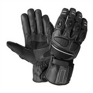 Gants de moto en cuir véritable pour homme, entièrement noirs, avec paume résistante à l'abrasion, qualité A - Product Image 1