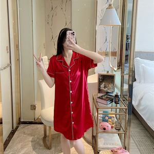 2023 <span class=keywords><strong>da</strong></span> donna <span class=keywords><strong>con</strong></span> scollo a V taglie forti a <span class=keywords><strong>maniche</strong></span> <span class=keywords><strong>corte</strong></span> camicia <span class=keywords><strong>da</strong></span> <span class=keywords><strong>notte</strong></span> <span class=keywords><strong>con</strong></span> bottone in raso camicia <span class=keywords><strong>da</strong></span> <span class=keywords><strong>notte</strong></span> comoda in pigiama - Product Image 3