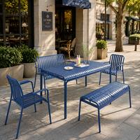 FLD1271 Mesa de Comedor Exterior Impermeable de Aluminio Moderno con Listones, 120/150 cm, para Cafetería, Restaurante, Patio