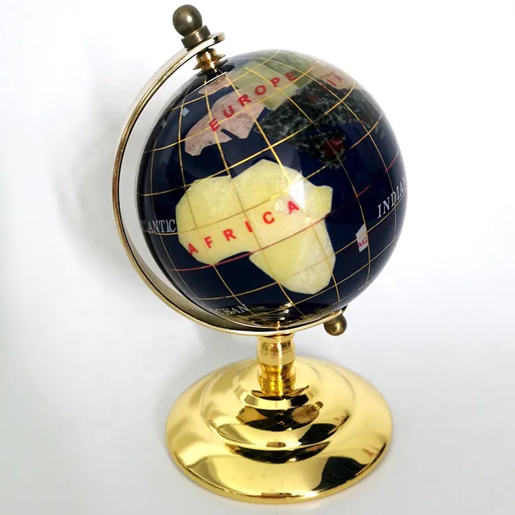 Desktop Edelstein Globe Halbe del stein Edelstein World Globe auf Stand Blue Lapis Globe Amazon