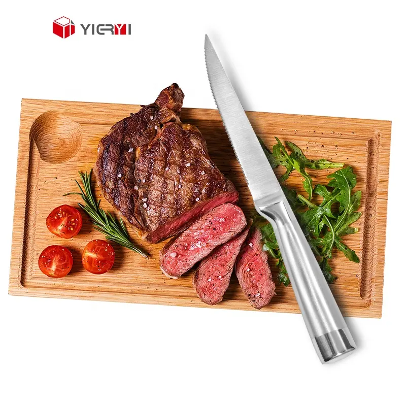 Ensemble de 6 couteaux à steak dentelés en acier inoxydable Razor-Sharp Pro couteaux de chef à haute teneur en carbone couteaux de cuisine avec poignée ergonomique