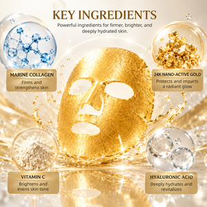 All'ingrosso Logo personalizzato coreano organico di bellezza idrogel maschere facciali 24K oro per biodanza collagene viso foglio di vitamina C oleoso - Product Image 6