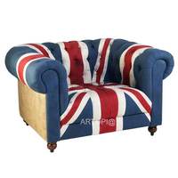 Meubles de Salon antiques L'union Jack Fauteuil Tissu Siège Unique Canapé