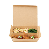 Boîte à emporter Kraft jetable avec impression de Logo, boîte d'emballage pour repas rapide, boîte d'emballage pour repas à emporter