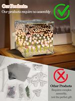 Lampe miroir cube tulipes Tsinye DIY, lampe à fleurs de tulipes faite à la main, lumières magiques, décoration de bureau, chambre à coucher, salon, cadeau d'anniversaire