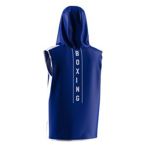 Al por mayor Bata de boxeo sin mangas con capucha para hombre, para entrenamiento de gimnasio, MMA y pasada por el ring, de corte ajustado, con logotipo personalizado, ropa deportiva - Product Image 6