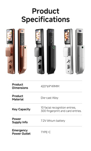 Serratura Intelligente Impermeabile in Lega di Alluminio con Riconoscimento Facciale, Sblocco con Carta, Chiave e Password Tramite App Tuya - Product Image 5