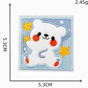 New <b>Cute</b> Iron on Embroidery square White <b>Bear</b> Patch for Decoration - Product Image 5