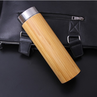 Termos botol air bambu, termos botol air bambu ukiran kayu bambu ramah lingkungan 2025 ml/450ml