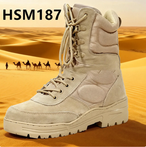 Botas Tácticas ZYF de Alto Rendimiento, Resistentes al Desgarro, de Cuero Gamuzado Color Bronceado/Negro, con Costuras Gravel <span class=keywords><strong>Path</strong></span> y Suela de Goma, Modelo HSM187 - Product Image 1