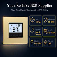 Thermostat numérique mural avec écran LCD et panneau en verre pour la régulation de la température