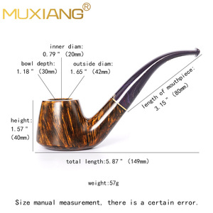 Muxiang Wooden Tobacco Pipe Bent Type Solid Briar Wood With 3mm Filter For Men Smoking Accessory - Product Image 3