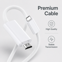 Câble Type-C nickelé 4K 60Hz blanc 1,8 m en PVC tressé pour adaptateur convertisseur HDTV et Switch