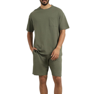 ชุดเสื้อยืดและกางเกงขาสั้นลำลองคุณภาพสูง ระบายอากาศได้ดี สำหรับฤดูร้อน ออกแบบเองได้ ผลิตจากผ้าฝ้าย 100% สำหรับผู้ชาย - Product Image 1