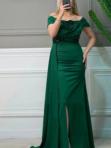 Falda Larga Plisada de Cintura Alta, Elegante, Roja, con Hombros Descubiertos, Cómoda, Talla Grande, al por Mayor, 2026 - Product Image 3