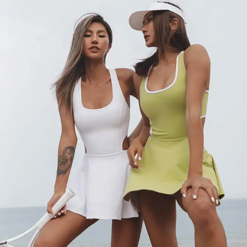 Femmes évider entraînement golf tennis yoga porter des vêtements pour femmes jupe courte costume deux pièces jupe de tennis