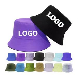 Custom Travel Fisherman Leisure Solid Color Men Women <b>Flat</b> Top Wide Brim Summer Cap Cotton Satin Lined Bucket <b>Hats</b> for Women - Product Image 1