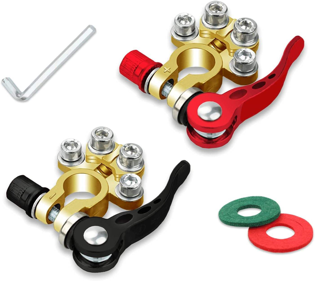 Brass Crimp Car Battery Terminal Connectors 2 Pcs 4 Way Quick Release Disconnect for Sae/Jis Type a Posts